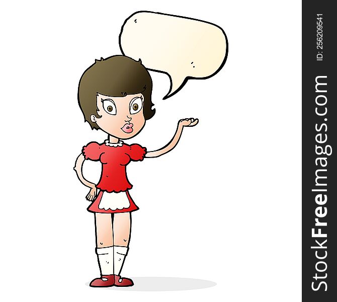 Cartoon Waitress With Speech Bubble