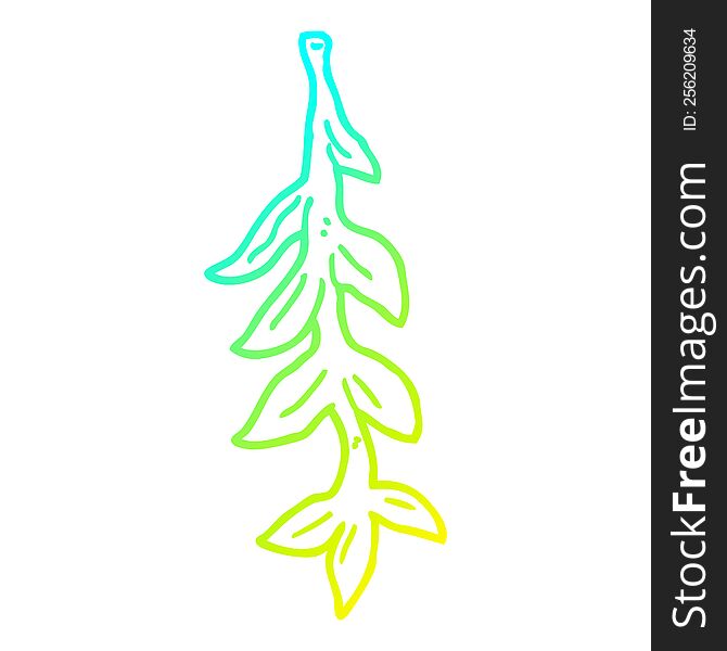 cold gradient line drawing of a cartoon plant