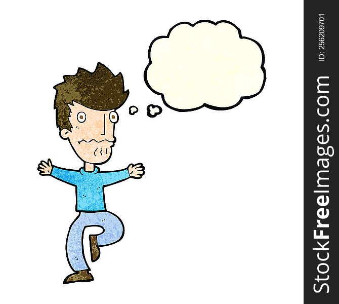 Cartoon Frightened Man With Thought Bubble