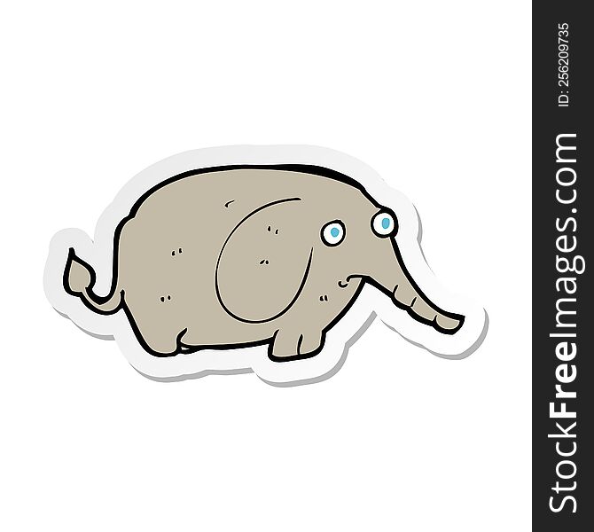 sticker of a cartoon sad little elephant