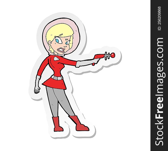 sticker of a cartoon sci fi girl