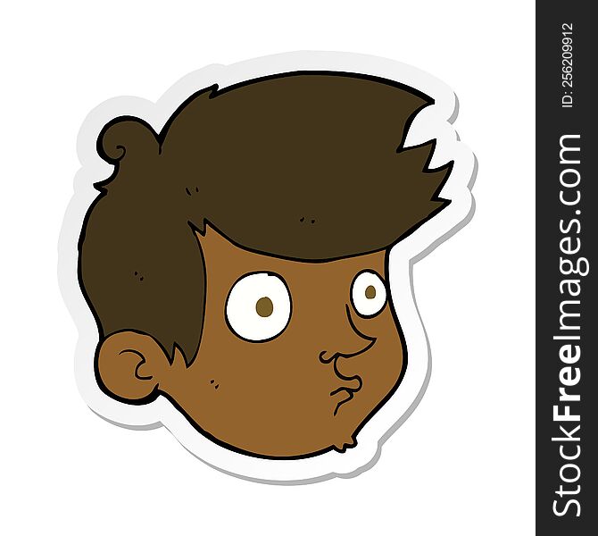 Sticker Of A Cartoon Staring Boy