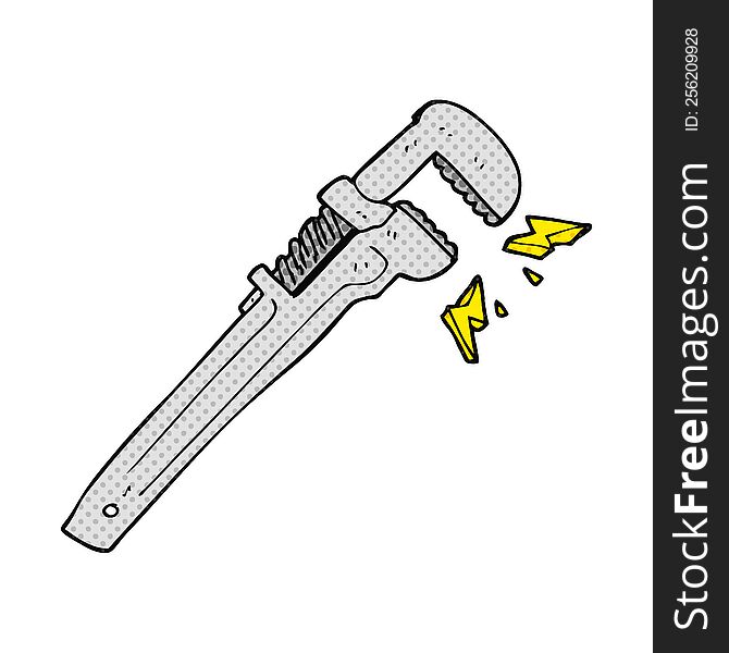 freehand drawn comic book style cartoon adjustable wrench