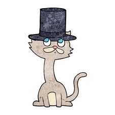 Textured Cartoon Cat In Top Hat Stock Photo