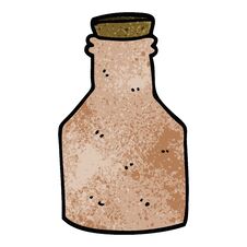 Cartoon Doodle Old Ceramic Bottle With Cork Stock Photos