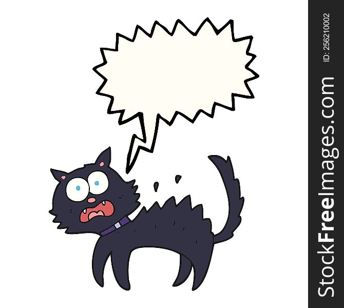 Speech Bubble Cartoon Scared Black Cat