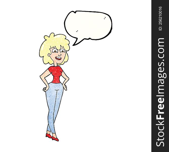 Speech Bubble Textured Cartoon Surprised Woman