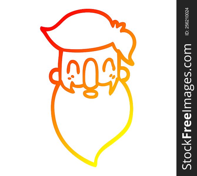 Warm Gradient Line Drawing Cartoon Man With Beard