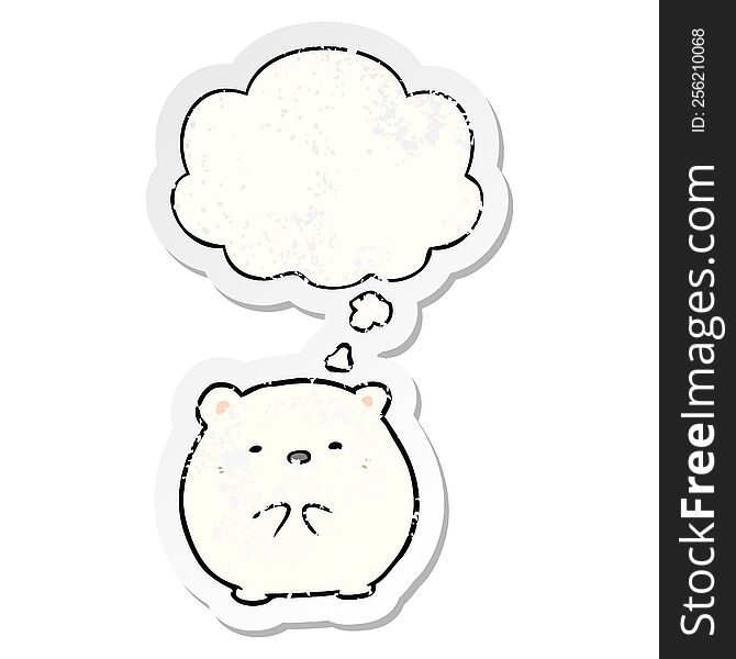 Cartoon Polar Bear And Thought Bubble As A Distressed Worn Sticker
