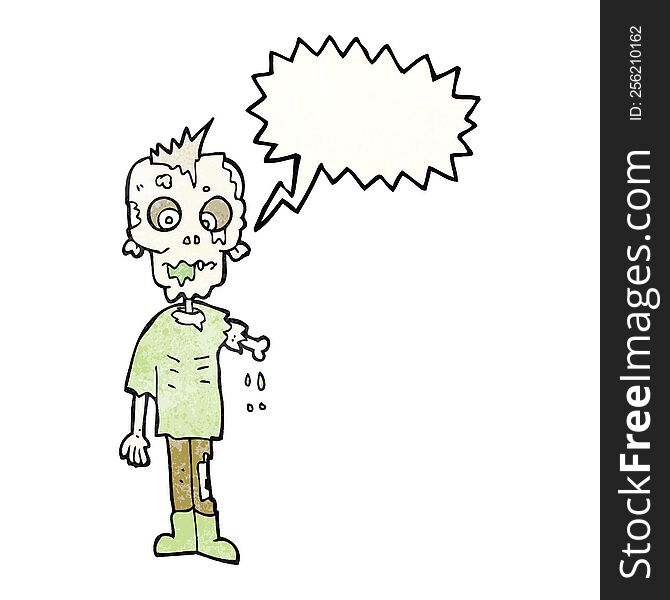 Speech Bubble Textured Cartoon Zombie