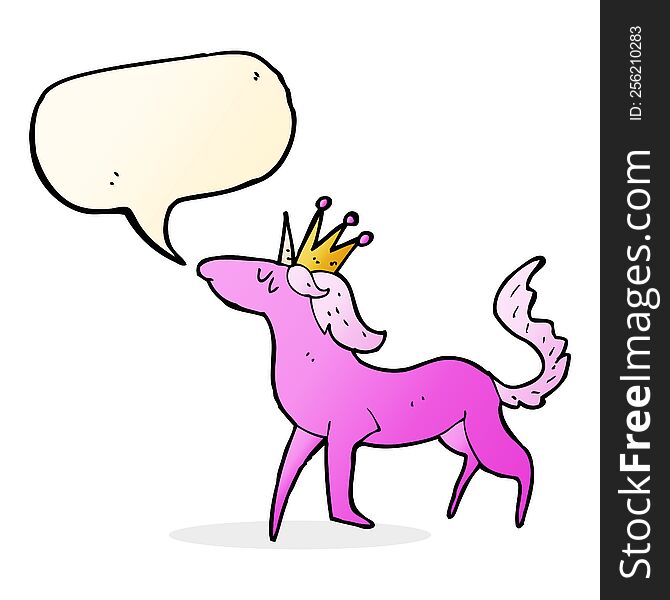 Cartoon Unicorn With Speech Bubble