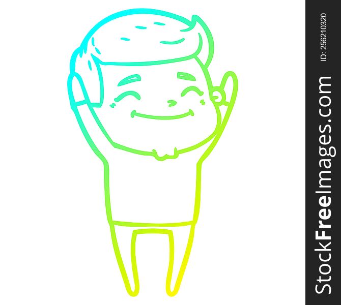 Cold Gradient Line Drawing Happy Cartoon Man