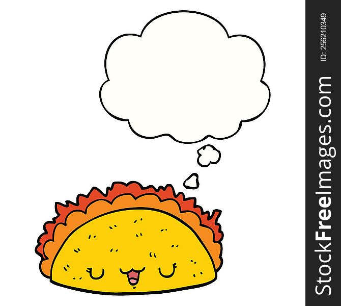 Cartoon Taco And Thought Bubble