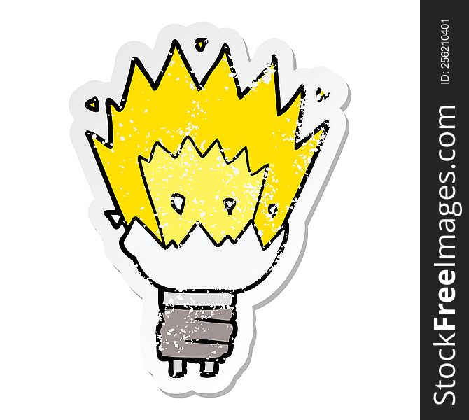 distressed sticker of a cartoon exploding light bulb
