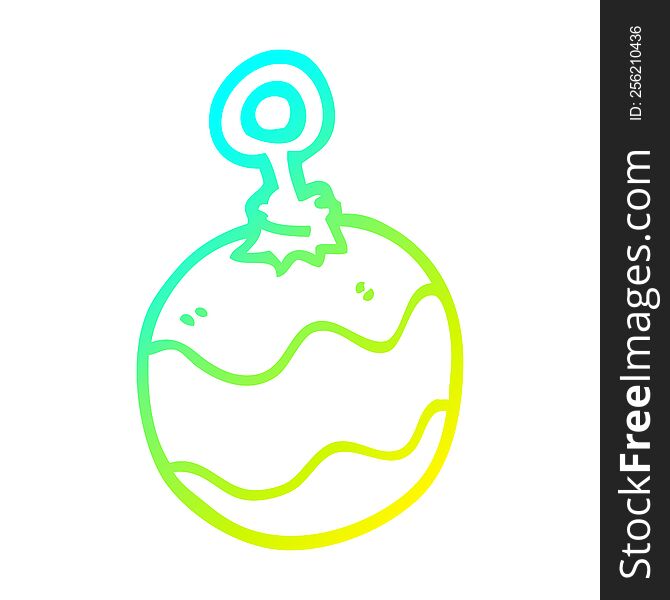 cold gradient line drawing of a cartoon christmas bauble