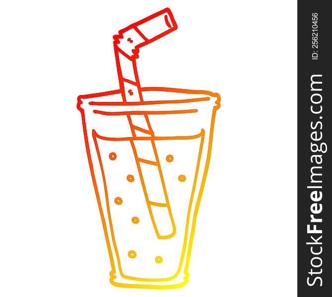warm gradient line drawing of a cartoon fizzy drink