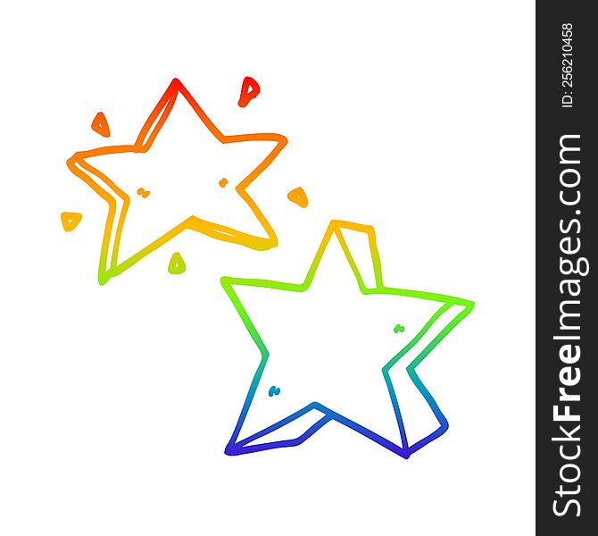 Rainbow Gradient Line Drawing Cartoon Star