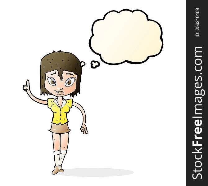 Cartoon Woman Making Point With Thought Bubble