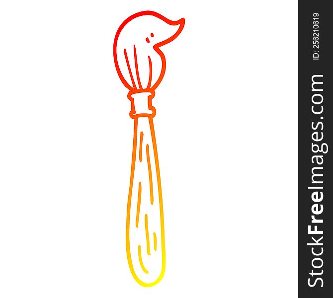 warm gradient line drawing of a cartoon paint brush