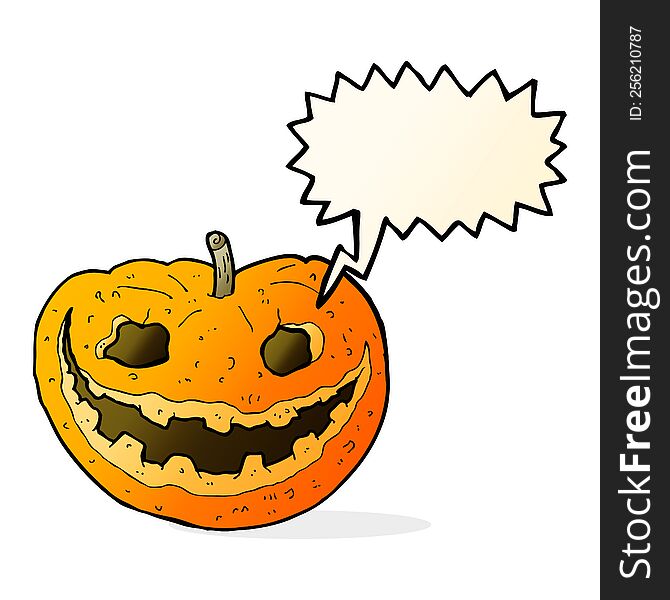Cartoon Spooky Pumpkin With Speech Bubble