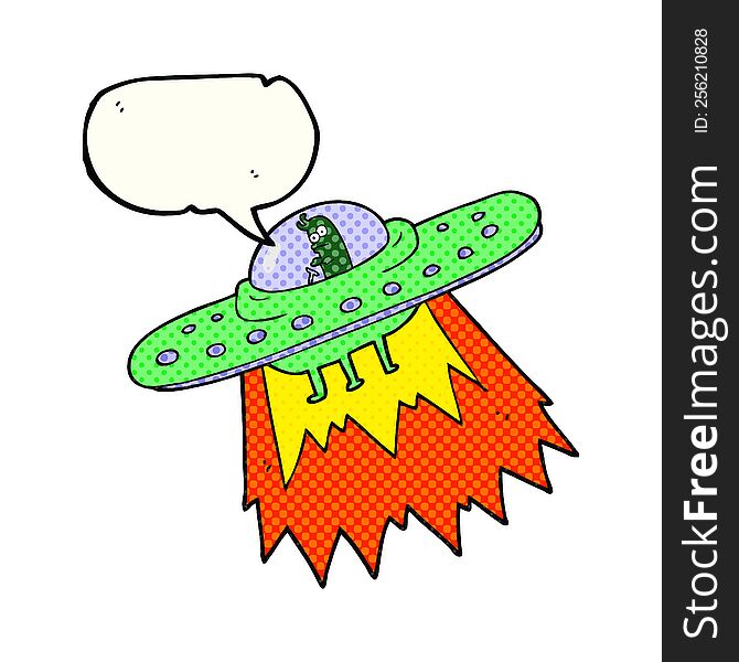 freehand drawn comic book speech bubble cartoon ufo