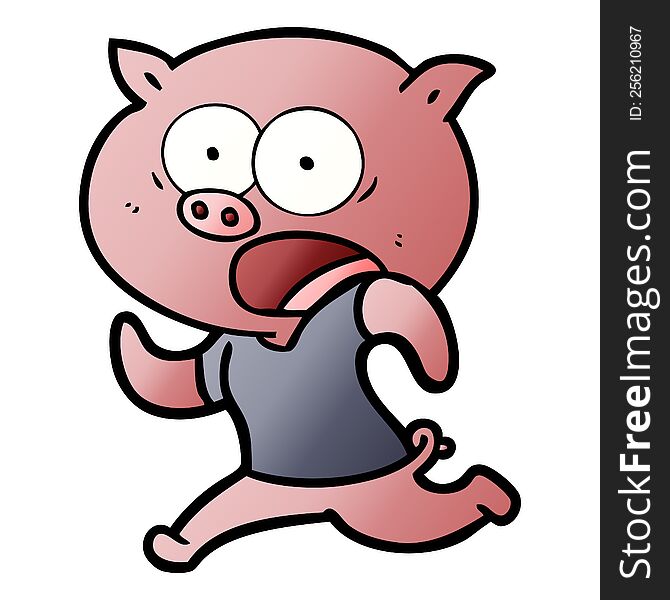 cartoon pig running away. cartoon pig running away