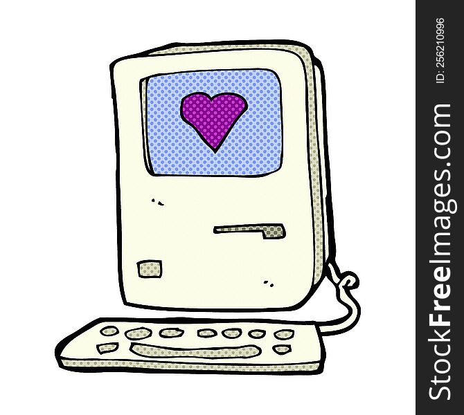Cartoon Computer With Love Heart