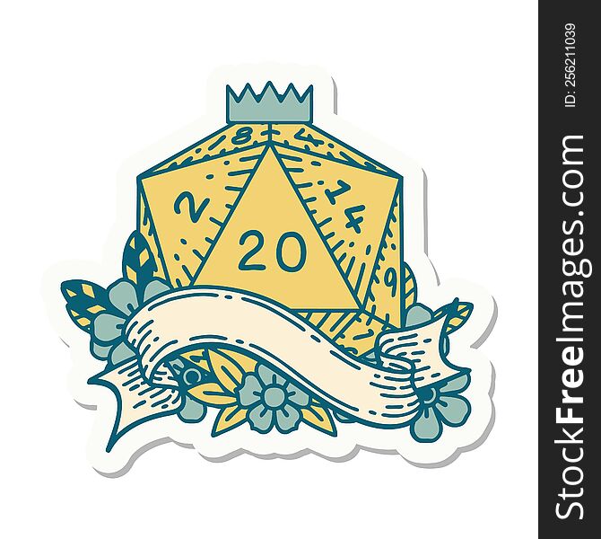 Natural Twenty D20 Dice Roll Sticker