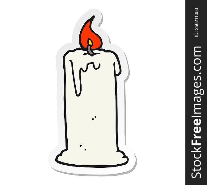 sticker of a cartoon burning candle