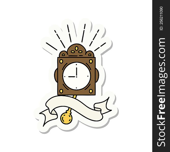 Sticker Of Tattoo Style Ticking Clock