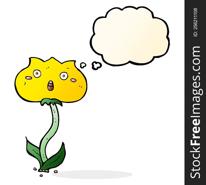 Cartoon Shocked Flower With Thought Bubble