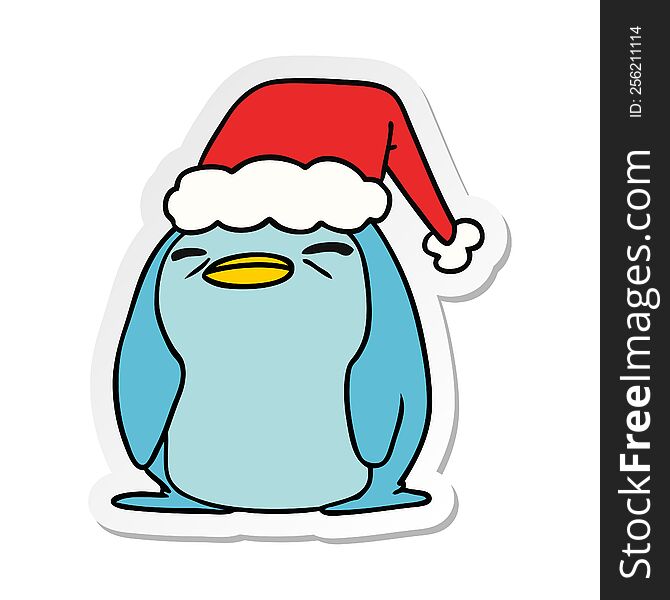 Christmas Sticker Cartoon Of Kawaii Penguin