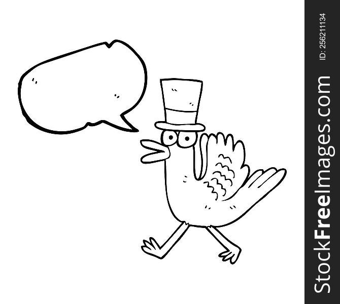 Speech Bubble Cartoon Duck In Top Hat