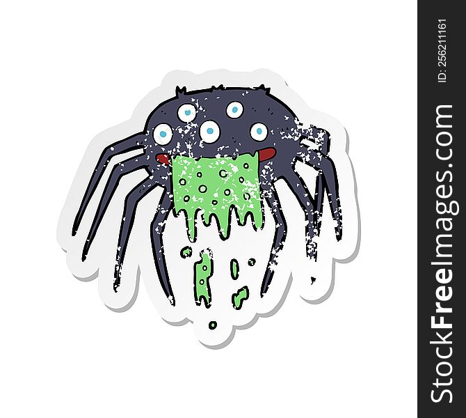 retro distressed sticker of a cartoon gross halloween spider