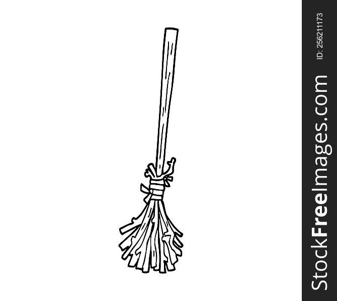 line drawing cartoon magic broom