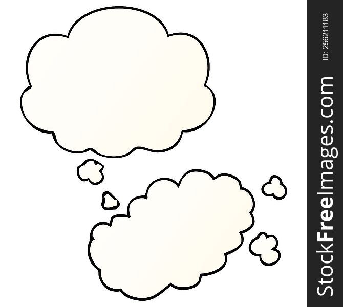 cartoon puff of smoke with thought bubble in smooth gradient style