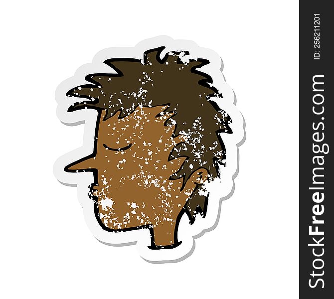 Retro Distressed Sticker Of A Cartoon Male Face