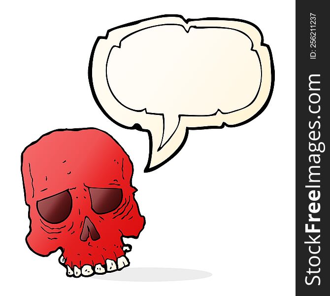 Cartoon Spooky Skull With Speech Bubble