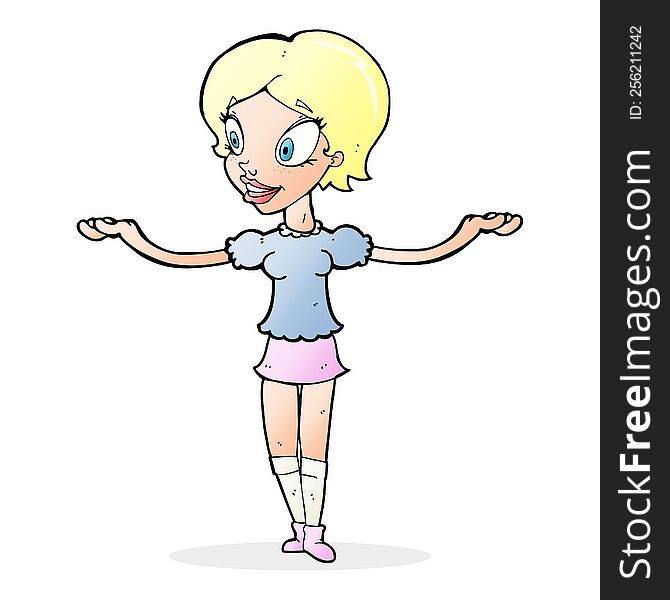 Cartoon Woman With Arms Spread Wide