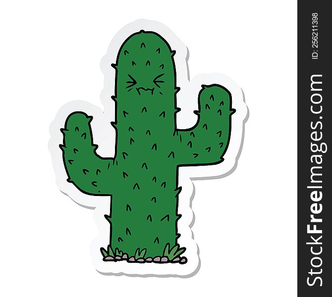 sticker of a cartoon cactus