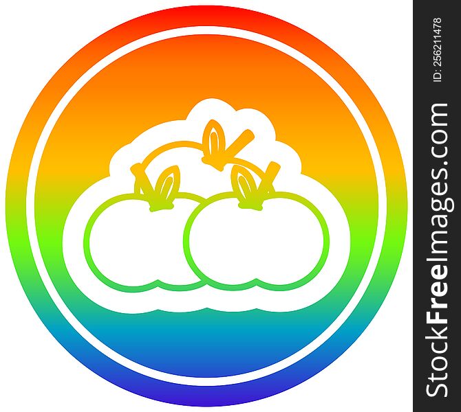 pile of apples circular icon with rainbow gradient finish. pile of apples circular icon with rainbow gradient finish