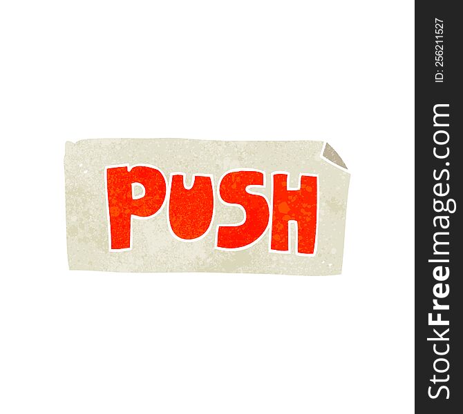 Retro Cartoon Push Door Sign