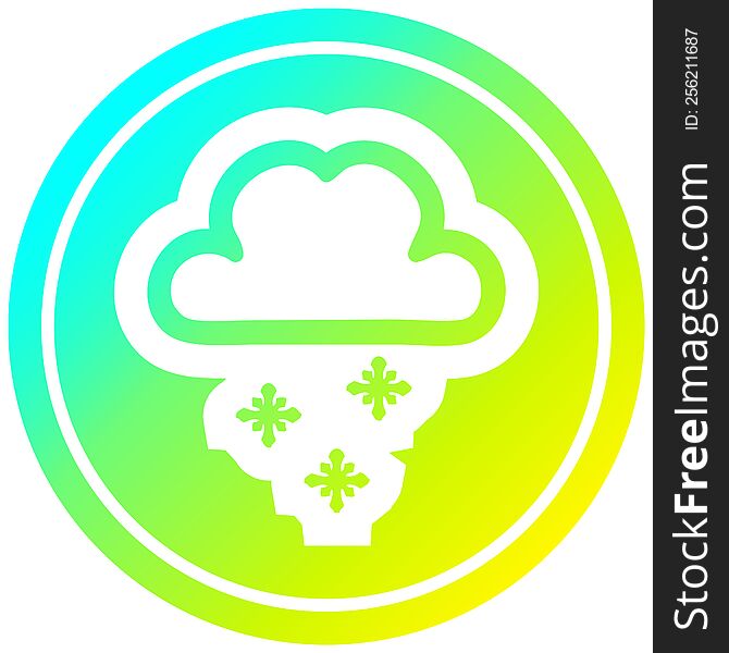 snow cloud circular icon with cool gradient finish. snow cloud circular icon with cool gradient finish