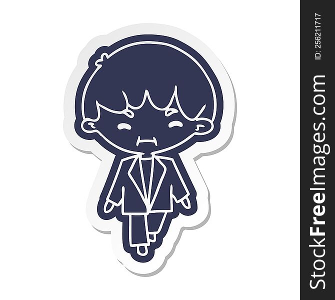 cartoon sticker kawaii cute boy in suit