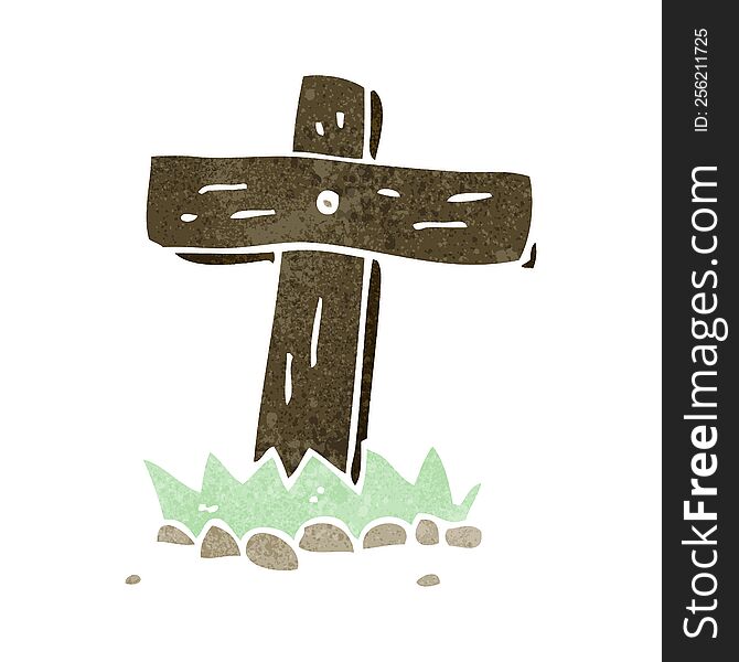 cartoon wooden cross grave