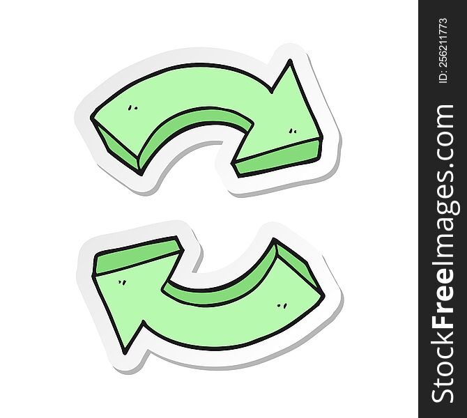 sticker of a cartoon recycling arrows