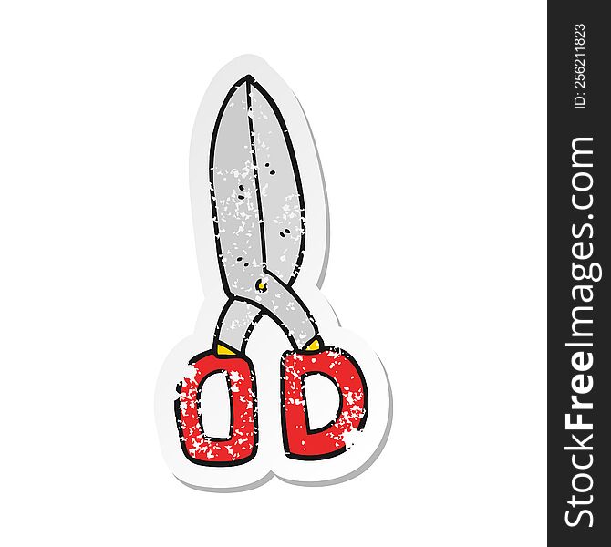 Retro Distressed Sticker Of A Cartoon Scissors
