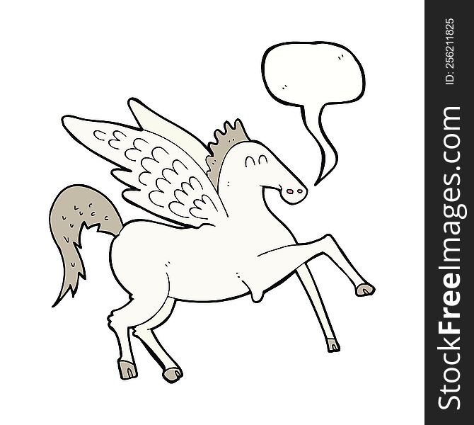Cartoon Pegasus With Speech Bubble