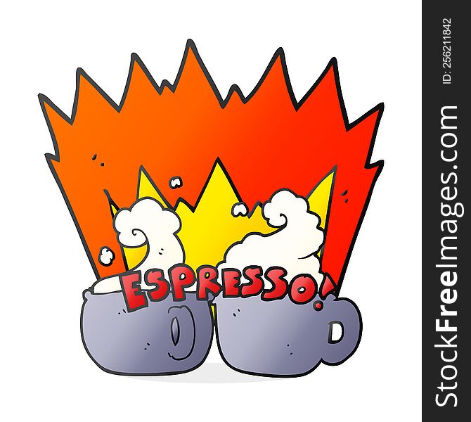 freehand drawn cartoon espresso