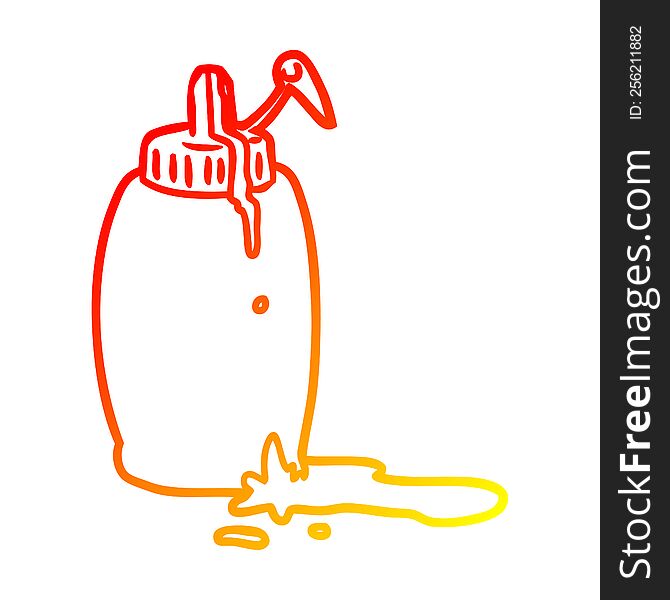 warm gradient line drawing of a tomato ketchup bottle
